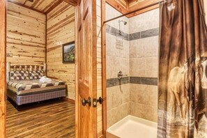 Shower, hair dryer, shampoo