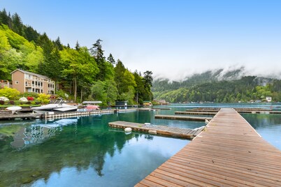 Spacious, 3-story lakefront condo with unmatched views, 2 decks, canoe & dock