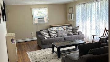 Smart TV, DVD player, books, music library