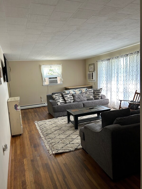 Smart TV, DVD player, books, music library