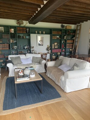 Una televisión, una mesa de tenis de mesa, libros