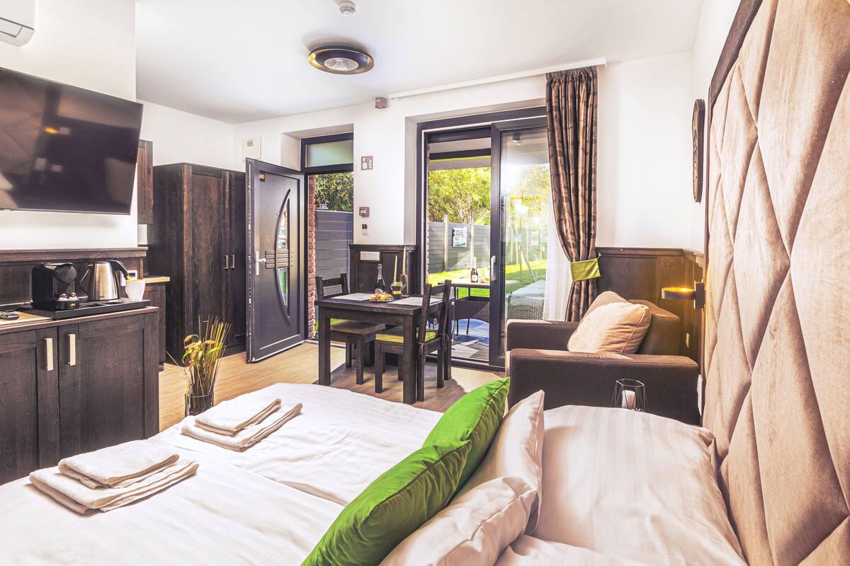 Premium bedding, memory foam beds, minibar, desk