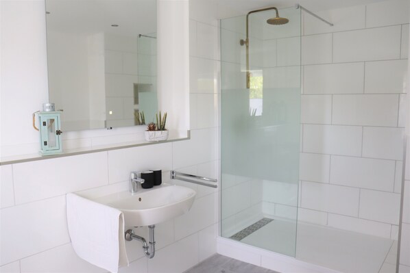 Dusche, Handtücher, Seife, Toilettenpapier