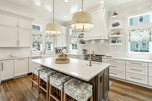 Fridge, microwave, stovetop, dishwasher - Luxe 3-Story Beach Home on the Green@Cinnamon Shore South w/ Amenity Access (Port Aransas)