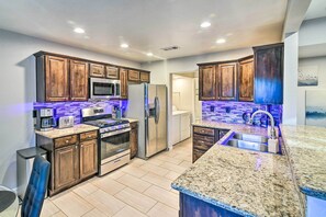 Fridge, microwave, oven, dishwasher