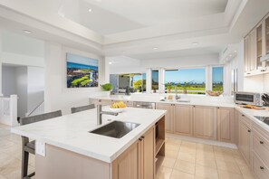 Fridge, microwave, oven, stovetop - Luxury 3BR Palm Villa (130B) at Hualalai – Ocean Views & Renovated 2026 (Kailua Kona)