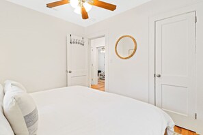 2 bedrooms, desk, iron/ironing board, travel cot