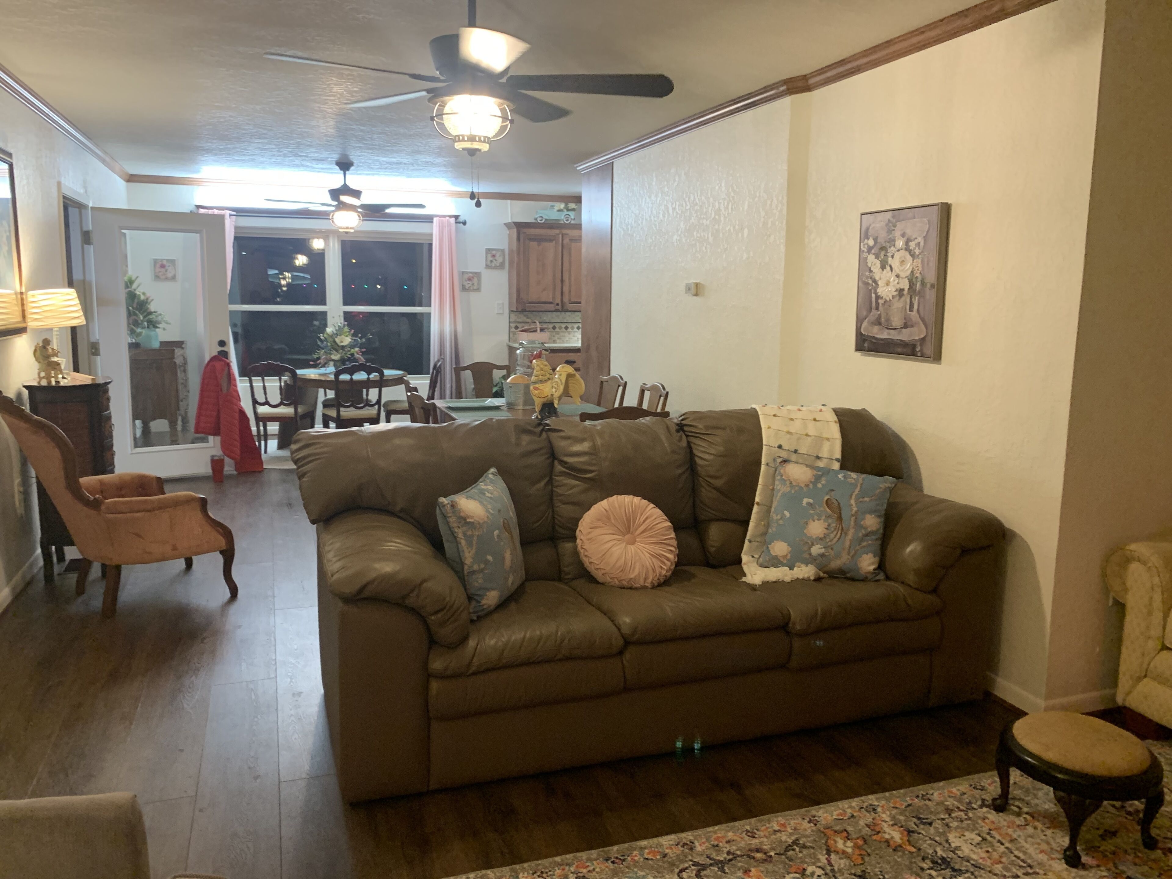 Smart TV, fireplace, DVD player, books