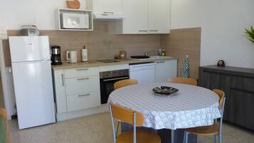 Wasserkocher mit Kaffee-/Teezubehör, Kühlschrank, Mikrowelle, Ofen