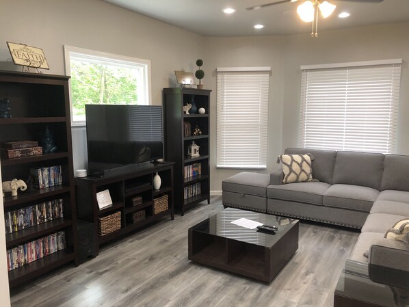 Smart TV, DVD player, books