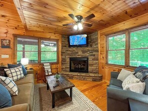 TV, fireplace, offices