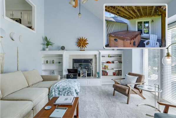 Smart-TV, Bücher, Musikbibliothek, Stereoanlage