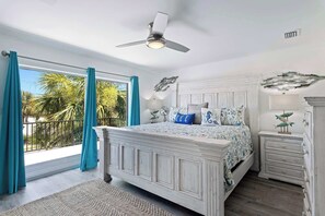 5 bedrooms, pillowtop beds, iron/ironing board, travel crib