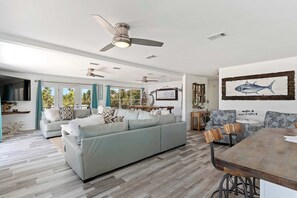 TV, foosball, stereo, offices