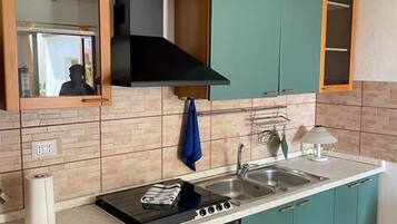 Fridge, oven, stovetop, cookware/dishes/utensils