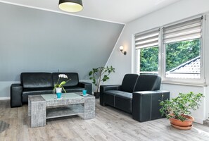 TV, fireplace - Apt. WEITER BLICK - Welcome, make yourself comfortable! (Insel Poel / OT Neuhof)