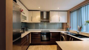 Fridge, microwave, oven, toaster