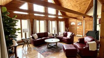 Smart TV, fireplace, video games, DVD player