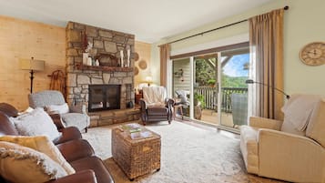 Smart TV, fireplace, table tennis, books