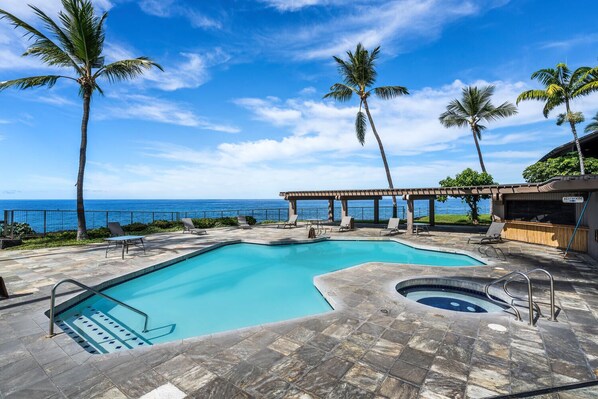 Relax by the ocean with a swim in the pool or unwind in the hot tub.