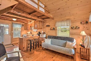 TV, fireplace - Pet-Friendly Ellsworth Cottage on Branch Lake (Ellsworth)