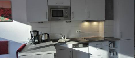 Kühlschrank, Mikrowelle, Herdplatte, Geschirrspüler