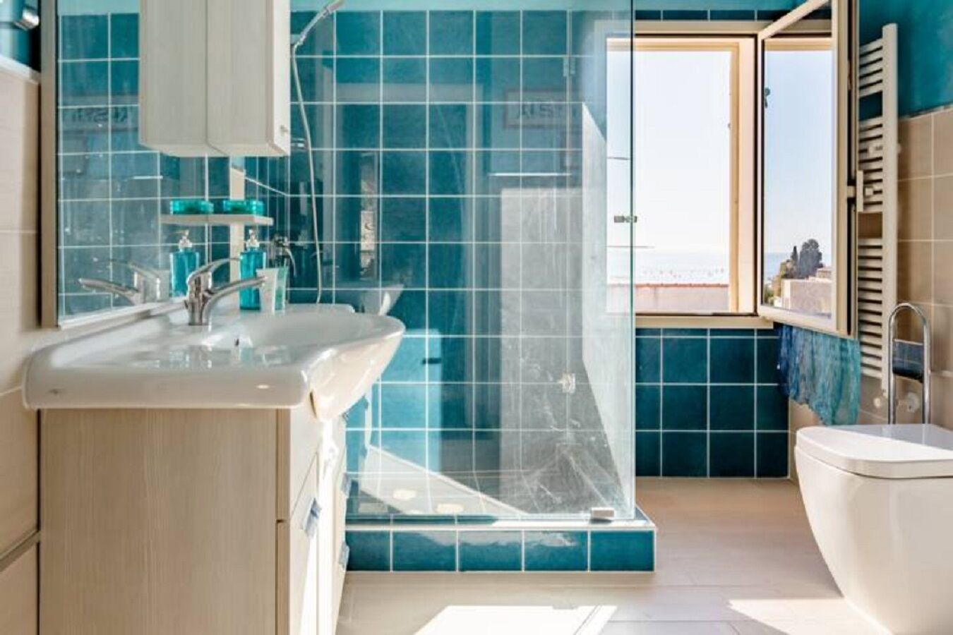 Bruser, brusehoved med spredningseffekt, hårtørrer, bidet