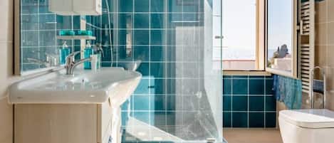 Shower, rainfall showerhead, hair dryer, bidet