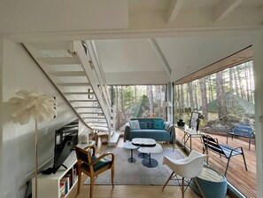 Smart TV, books, stereo