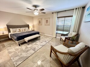 3 bedrooms, desk, iron/ironing board, travel crib