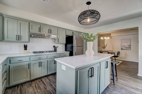 Fridge, microwave, oven, stovetop. Yukon Boho Bungalow w/ Huge Kitchen just off I-40