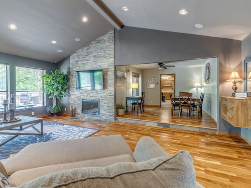 Quiet, spacious home with large deck in secluded Forest Oaks in central Edmond .