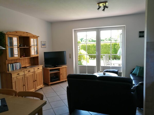 Smart TV, DVD player, books