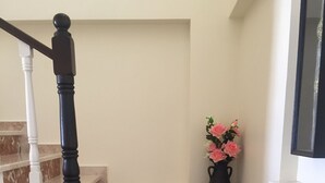 A staircase with marble steps and a black and white balustrade. - Fully detached Villa offers an unforgettable holiday with your family and friend (Alanya)