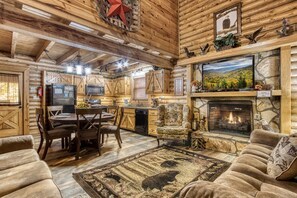 TV, fireplace, video games