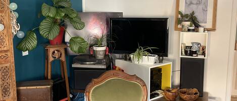 TV, lettore DVD, libri