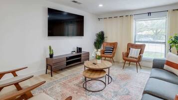 TV, fireplace, offices