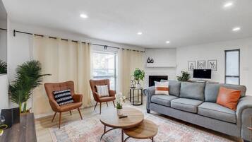 TV, fireplace, offices