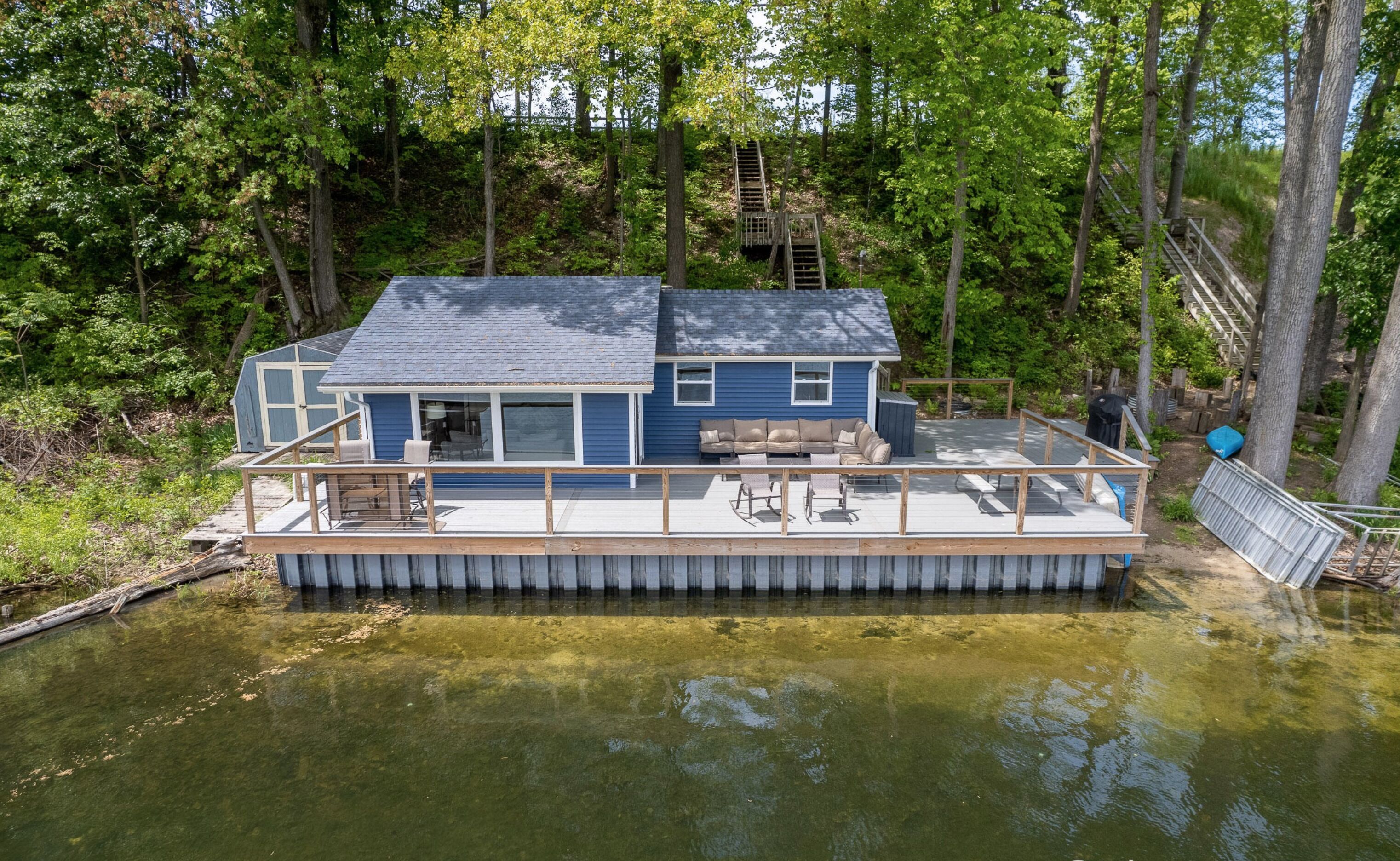 Lake home with large beautiful deck