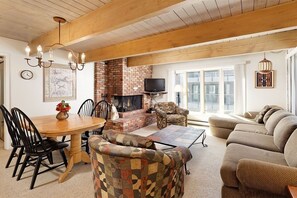 TV, fireplace - Chateau Dumont Unit 14 | Spacious 3 Bedroom Condo, 1 Block from Downtown Aspen (Aspen)