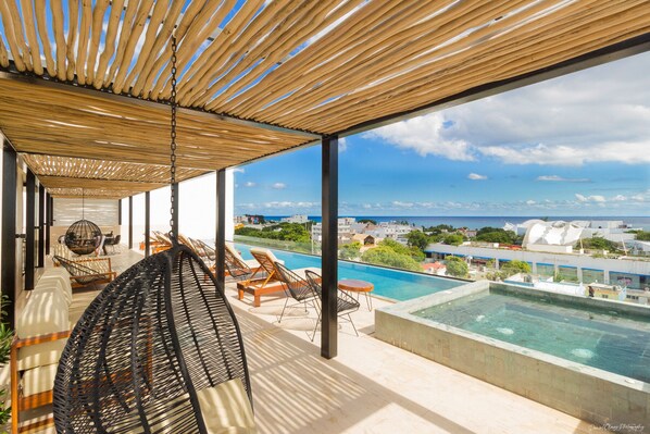 Terrace/patio - Kaab by the beach, condo with roof, pool and views (Playa del Carmen)