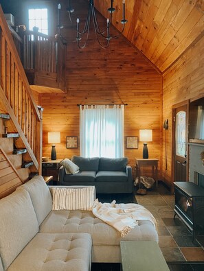 Una Smart TV, una chimenea, libros