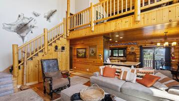 Een smart-tv, een open haard, een dvd-speler en een filmbibliotheek