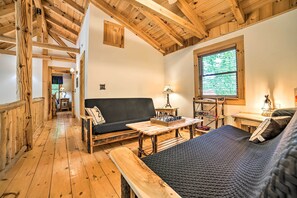 TV, fireplace, table football, books