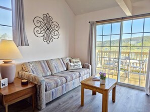 Smart TV, fireplace, DVD player, books