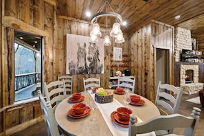 Dining - Your luxury dream cabin awaits at The Appaloosa.  Games, Large Hot Tub (Broken Bow)