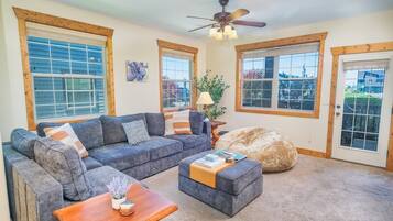 Smart TV, fireplace, computer monitors