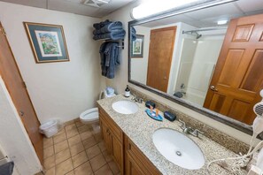 Combined shower/tub, hair dryer, towels - Newly Added, Steps to the Beach Direct Oceanfront! (North Myrtle Beach)