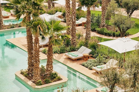 Indoor pool, 3 outdoor pools, open 10:00 AM to 6:00 PM, pool umbrellas. Park Hyatt Marrakech