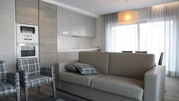 Apartment, 1 Bedroom | Private kitchen | Fridge, microwave, oven, stovetop